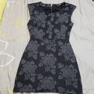 Forever 21 black and grey floral knit dress